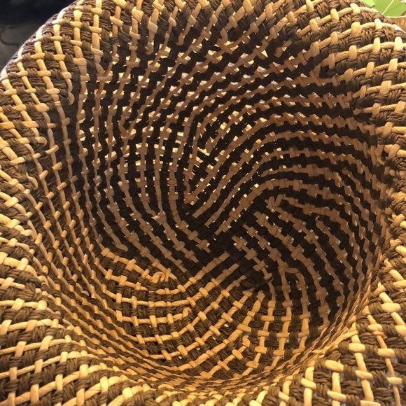 No Tags Brown and Tan Weaved Flipped Up Brim Bowler Sun Hat - Picture 5 of 6